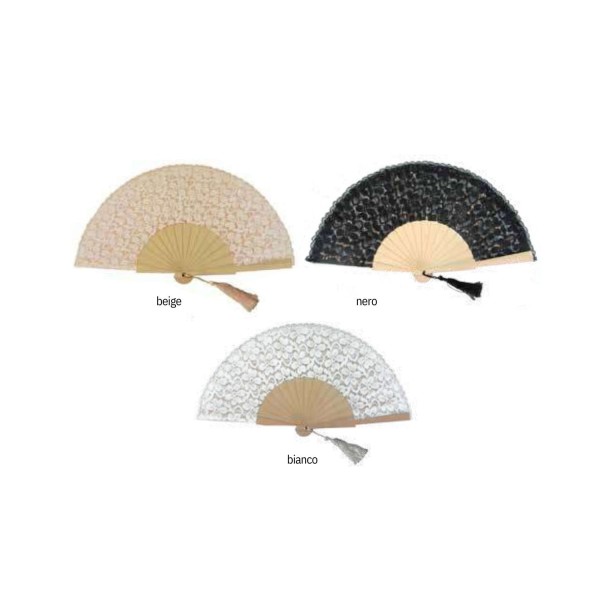 Ventagli PIZZO e manico legno.DIAM.34CM