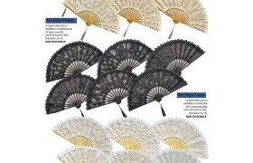 Ventaglio in legno,tulle pizzo e paillettes.DIAM.50CM