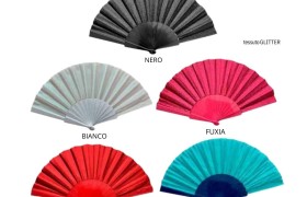Ventagli tessuto GLITTER e manico PLASTICA DIAM.42CM
