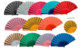 Ventagli tessuto GLITTER e manico plastica DIAM.42CM