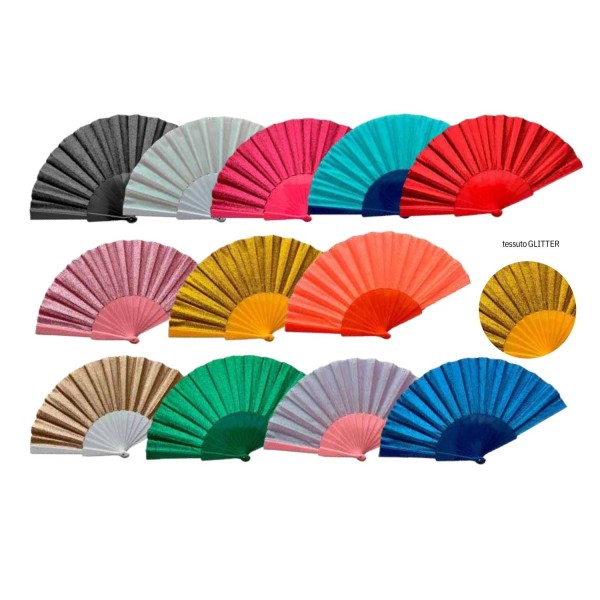 Ventagli tessuto GLITTER e manico plastica DIAM.42CM