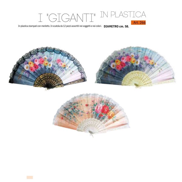 Ventagli in plastica stampati con merletto.DIAM.58CM