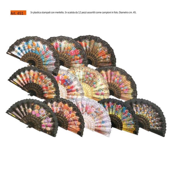 Ventagli inn plastica stampati con merletto DIAM.45CM