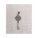 Chiavetta arg. fiore con strass H 4CM