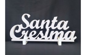 Scritta MDF bianca da appoggio "Santa cresima"MIS.48 XH20CM