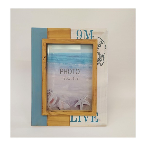 P/foto legno con decori marinari.MIS.20X15CM