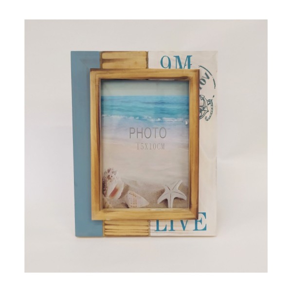 P/foto legno con decori marinari.MIS10X15CM