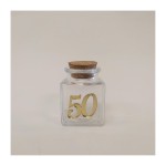 Barattolo vetro con applicazione plexi 50. CM 4x4 H 6