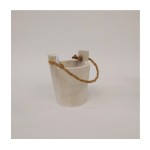 Secchiello in legno con manico corda. Diam. 7 H 9