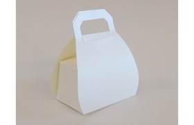 Scatolina cartoncino fibra bianco forma borsa CM 6x4 H 8