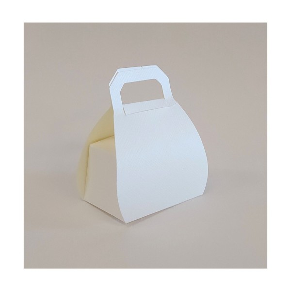 Scatolina cartoncino fibra bianco forma borsa CM 6x4 H 8