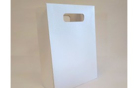 Bustina shopper cartoncino fibra bianco.CM 16X7.5 H23