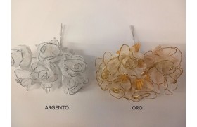 MAZZO DA 12PZ Fiore organza bordato lurex.DIAM 3CM