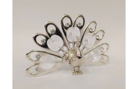 Pavone in silver con cristalli swarovsky. L. 9 H 6