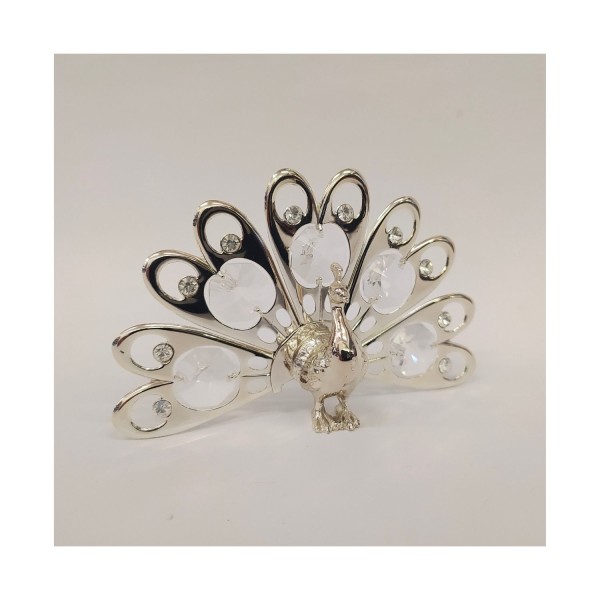 Pavone in silver con cristalli swarovsky. L. 9 H 6