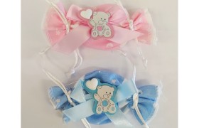 Sacchetto a caramella con applicazione orso legno.CM14