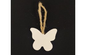 Decorazione forma farfalla in legno/juta. CM 4