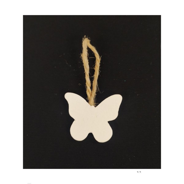 Decorazione forma farfalla in legno/juta. CM 4