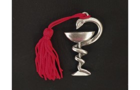 Calice farmacia metallo e argento con nappa cm.6. MADE IN ITALY