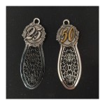 Segnalibro metallo e argento 25° e 50°glitter cm 7x2,5. MADE IN ITALY