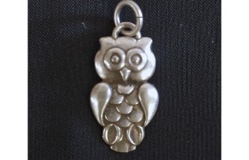 Ciondolo gufo in ottone con bagno in argento CM 4 MADE IN ITALY