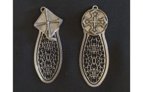 Segnalibro metallo e argento quadrifoglio o sole cm. 7x3. MADE IN ITALY