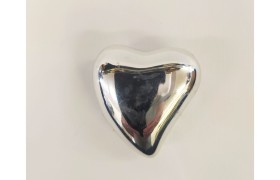 Cuore ceramica argento con calamita. CM 3.5