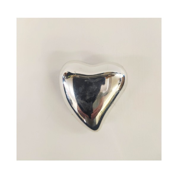 Cuore ceramica argento con calamita. CM 3.5