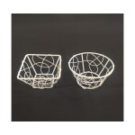 Cestini metallo bianco, ass 2. CM 7x7 H 4 Diam. 8 H 4