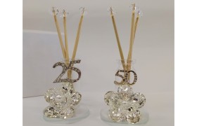 Boccetta profumatore cristallo con applicazioni  H 11 (compresi stecchi) con scatola