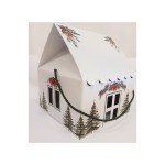 Scatola casetta cartoncino bianco con manico corda MIS.24,5X24,5 H15CM