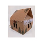 Scatola casetta cartoncino avana con manico corda MIS.24,5X24,5 H15CM
