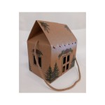 Scatola casetta cartoncino avana con manico corda MIS.20X14 H14CM