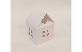 Scatolina cartoncino fibra bianco forma casetta CM 5.5x5.5 H 8