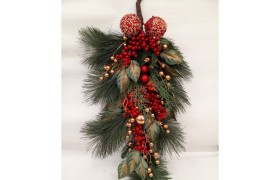 Composizione ramo natale rosso CM68X38