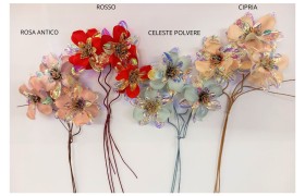 Ramo iris con 3 fiori DIAM12 H70CM
