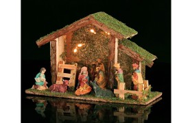 Presepe 9 personaggi in poliresina e luce led MIS.32X13 H21CM