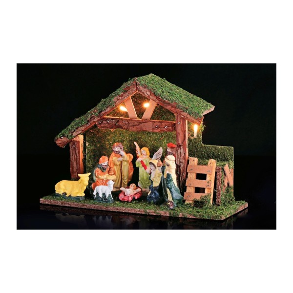 Presepe 9 personaggi in poliresina e luce led MIS.32X12 H21CM