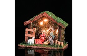 Presepe 6 personaggi in poliresina e luce led MIS.23X10 H16CM