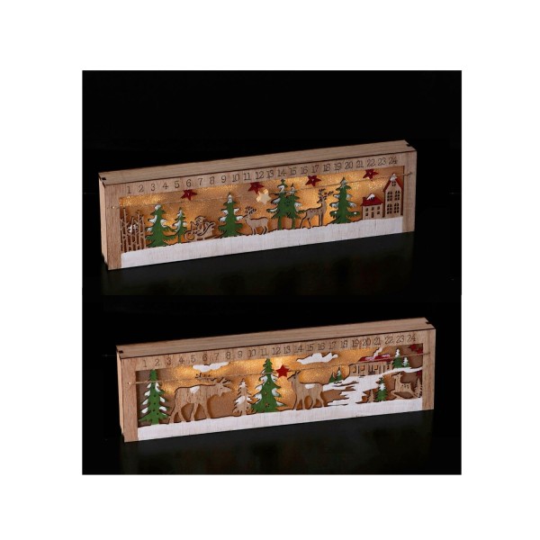 Calendario avvento MDF con luce led ASS.2 MIS.40X5 H11CM