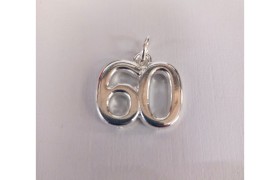 Ciondolo 60 ricoperto argento finitura lucida MIS.2,5X2CM MADE IN ITALY