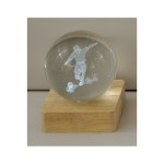 Sfera vetro calciatore su base quadrata con luce led MIS 8X8 H10CM