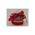 Scatolina cartoncino oro con base vellutino rosso e coperchio plexi.MIS.14X13 H 11CM