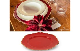 Sottopiatto rosso bordato oro DIAM32,5CM