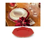 Sottopiatto rosso bordato oro DIAM32,5CM