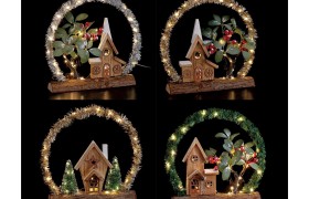 Decorazione natalizia legno con luce led ASS.4 CM30