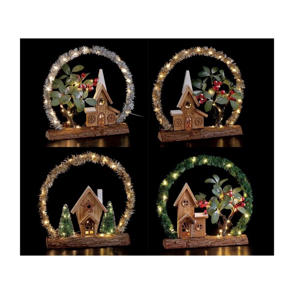 Decorazione natalizia legno con luce led ASS.4 CM30