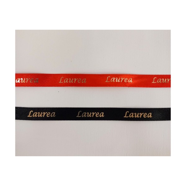 Nastro doppio raso con scritta laurea oro. MM 10 MT 25