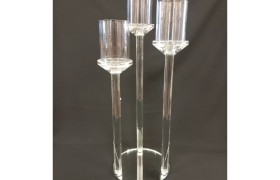 SET 3PZ p/candele vetro H43CM
