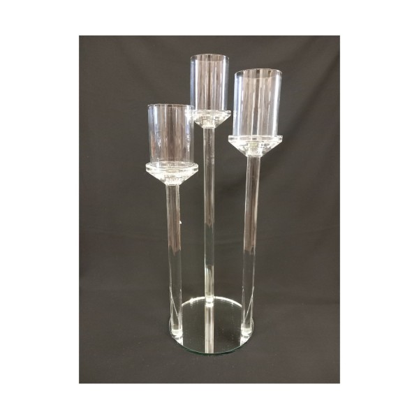 SET 3PZ p/candele vetro H43CM